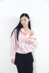 Check Ribbon Wind Breaker Pink