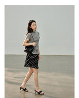 Dot ruffle flare mini skirt