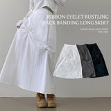 Chining ribbon eyelet ribbon rustling back banding long skirt