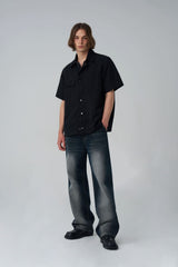 Short-sleeved nylon shirt - Black