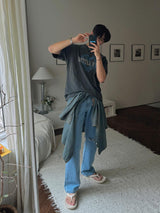 ASCLO Lung Semi Wide Cut Denim Pants