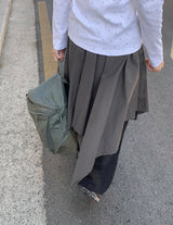 26SS★ [BAONHAUS] Broa Unbalanced Layered Midi Skirt