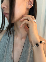 [925silver] Two ball onyx bangle