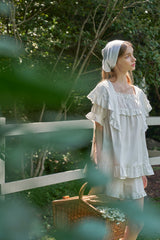 ULLALA PAJAMA Lila Short-sleeve Two-piece Ivory[24162WTSSN]