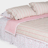 Borderline Pattern Reversible Summer Comforter - Pink stripe - Q size