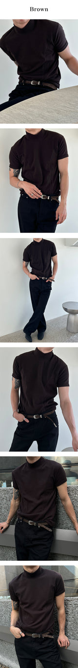 [MUSCLE FIT] Double cutting half pola t-shirts(4color)
