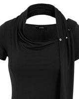 Cowl Neck Scarf T-Shirt _ BLACK