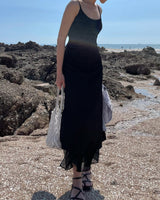 Pulse satin layered shirring one-piece