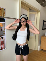 White Ribbon High Short Pants