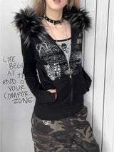 Fur Collar Zipper Hoodie