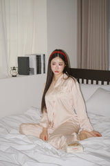 Beige kt Silk Pajama Set