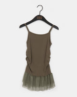 Potel see-through dot frill shirring layered sleeveless