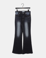 プメ レタリング キュービック ブーツカット ウォッシュドデニム ロングパンツ