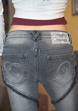 dia stud boots cut denim pt - grey