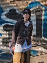 Winnie crop two way hoodie zip-up