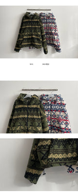 Beju Wang Boxy Wool Hoodie Zip-Up