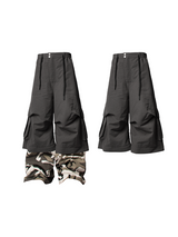 RELABEL Time Element (Flowing Cross Dressing) Detachable Crotch Skirt Splicing White Gray Camouflage Workwear Pants