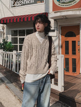 Lenny Cable Crop V-Neck Knit