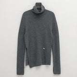 (T-6980)ESSENTIAL CASHMERE UNBAL HIGH NECK KNIT