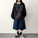 Oat boxy raglan cat sweatshirt