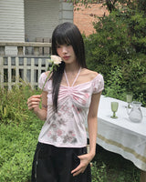 ローゼンフラワープリントシャーリング半袖Tシャツ