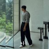 [HFORUS MADE]Forus ニットプリーツUネックロングスリーブス イン メランジ