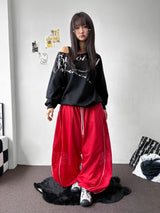 Girlish Mesh Track Bermuda Piping Pants 3color