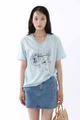 ギャラクシーVネックTシャツ_アイスミント