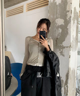 Slim color blocking cardigan - cd