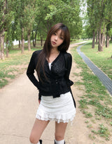 Henne Double Button See-Through Cardigan