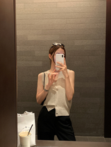Rear V-neck Sleeveless Knit / 3 colors