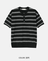 Diron Striped Henley Knit
