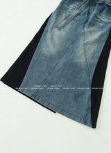 denim coloring belt SET maxi long skirt