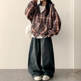 Allt Hem Snap Pin Tuck Washed Denim Wide Pants