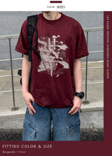 Las Faded Printing Oversized Short Sleeve