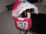 Hot Pink Knit Flower Bunk Hat & Bag Set 2