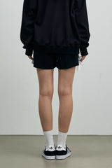 RIBBON JERSEY TRACK SHORTS PANTS / NAVY
