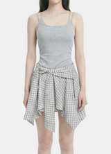 Aven Slim Sleeveless Check Wrap Dress