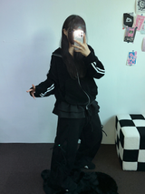 FLEECE PICKABLE❤RIBBON CANCAN BOOTSCUT WIDE 2 STYTLE PANTS🖤🩶🤎💛5COLOR