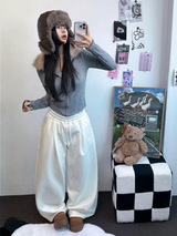 INSIDE-MINK🤍 PINTUCK BASIC LONG WIDE PANTS 🤍🖤🩶3COLOR