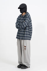 Kio Blended Check Hooded Shirt