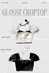 THE FANCE | Off-Shoulder Satin Cropped Top GLOSSY CROPTOP