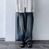 Curved Striped Washed Denim Trousers