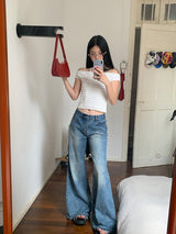 Star frill lace off-shoulder tee