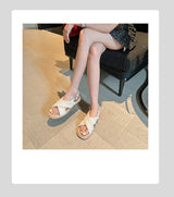Cross Weave Open-Toe Strap Sandals