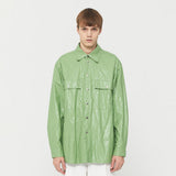 Oversized Fake leather shirt Green