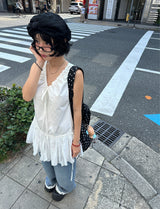 Salon frill string mini-dress