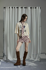 CHECK JERSEY SKIRT