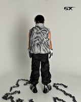 6X chain pattern vest padded jacket (Light Grey)