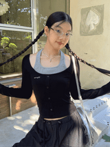 ホルターレイヤードツーピース長袖Tシャツ